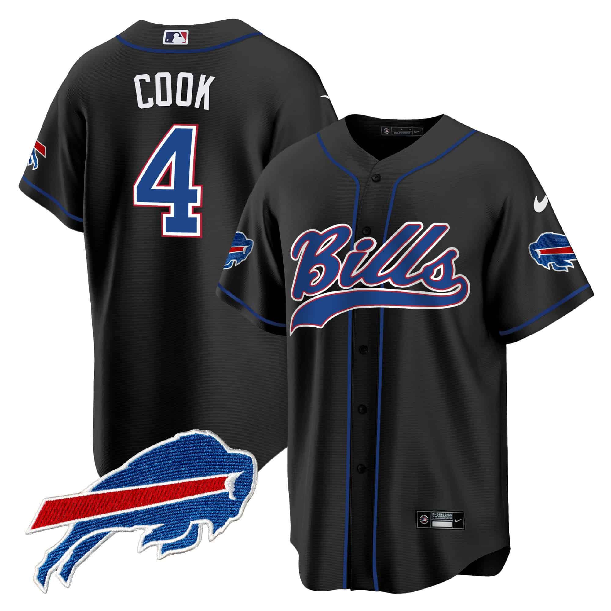 Men Buffalo Bills #4 Cook Black 2024 Nike Baseball Game NFL Jersey